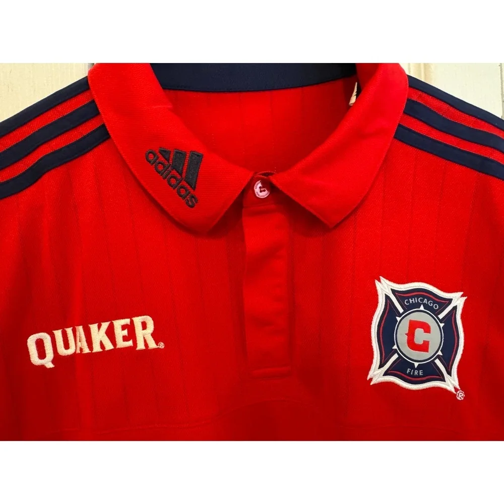 NEW Adidas Chicago Fire FC Quaker Soccer On‎ Field Polo Shirt Red Men's Size L